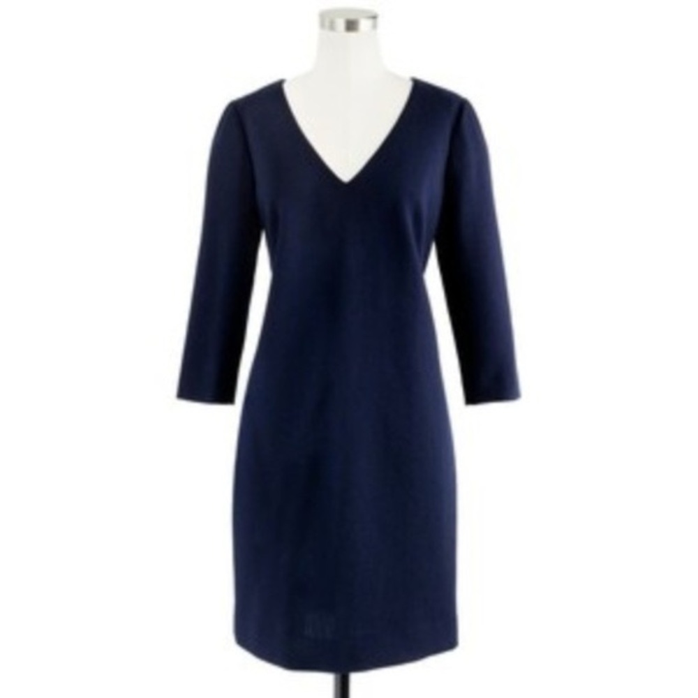J Crew Navy Shift Dress 3/4 Sleeve Size 2